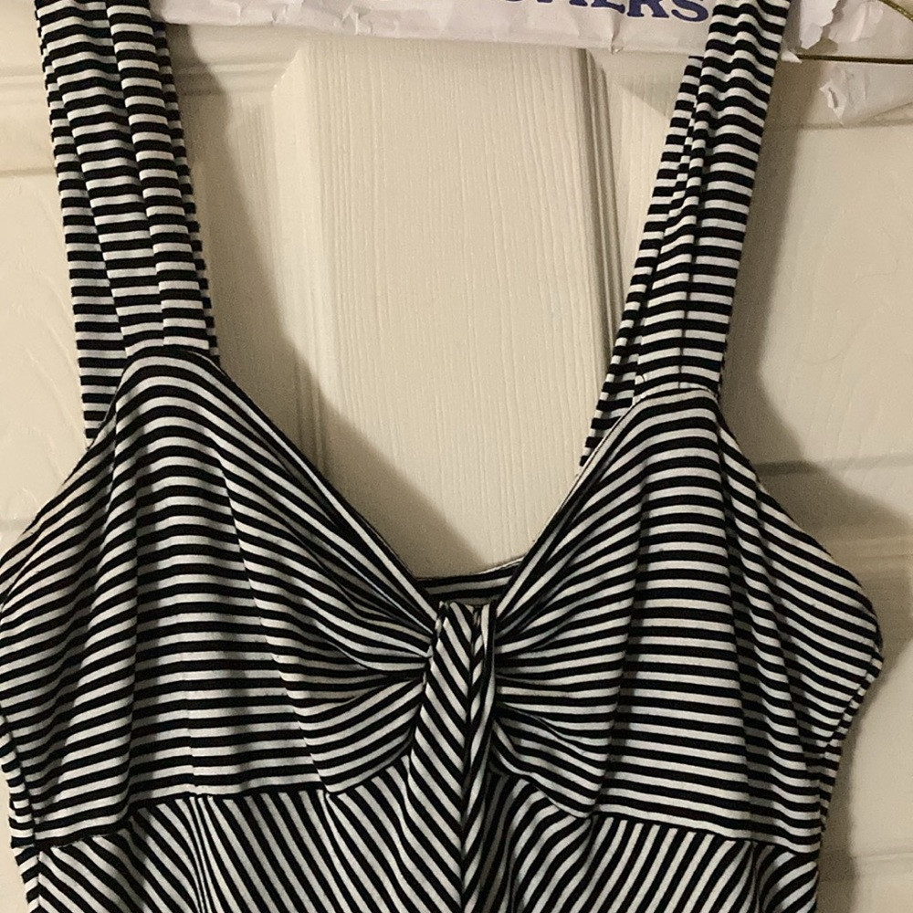 Sz M-Black and White striped, long maxi dress